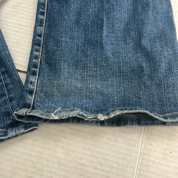 bebe Vintage Mid Rise Flare Leg Denim Jeans USA SZ 30 Tan Suede Back Logo Y2k - Picture 16 of 16